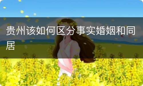 贵州该如何区分事实婚姻和同居