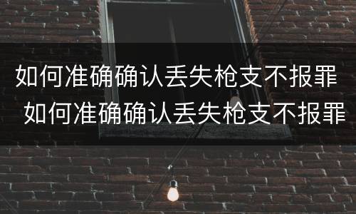 如何准确确认丢失枪支不报罪 如何准确确认丢失枪支不报罪案例