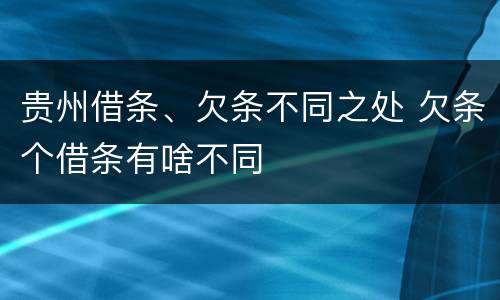 贵州借条、欠条不同之处 欠条个借条有啥不同