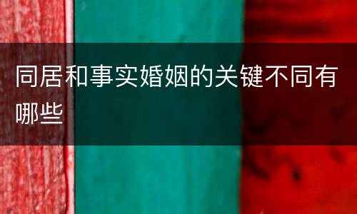 同居和事实婚姻的关键不同有哪些