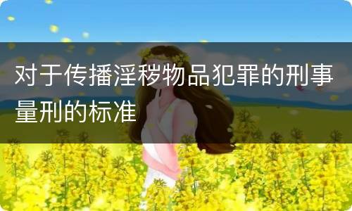 对于传播淫秽物品犯罪的刑事量刑的标准