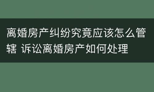 离婚房产纠纷究竟应该怎么管辖 诉讼离婚房产如何处理