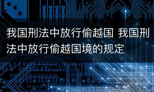 我国刑法中放行偷越国 我国刑法中放行偷越国境的规定