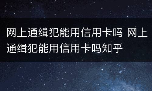 网上通缉犯能用信用卡吗 网上通缉犯能用信用卡吗知乎