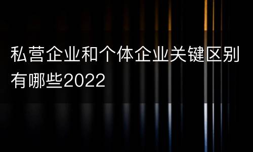私营企业和个体企业关键区别有哪些2022