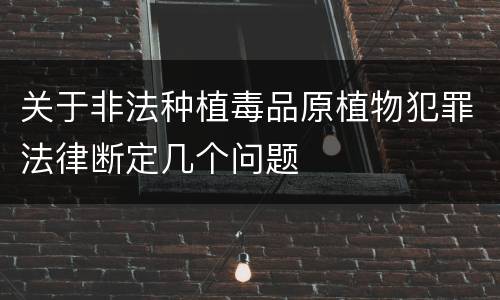 关于非法种植毒品原植物犯罪法律断定几个问题