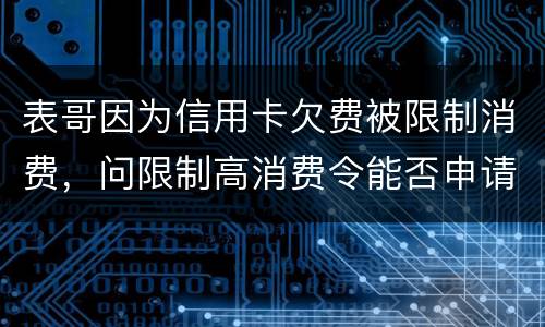 表哥因为信用卡欠费被限制消费，问限制高消费令能否申请复议