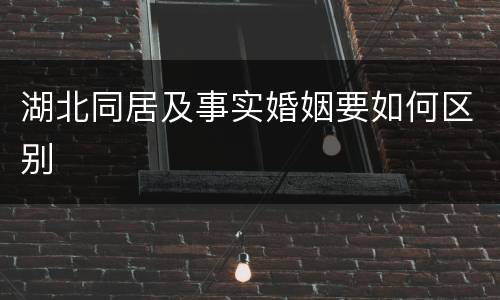 湖北同居及事实婚姻要如何区别