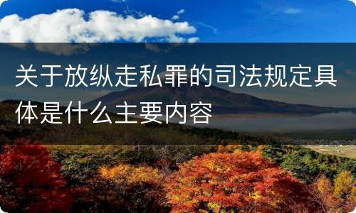 关于放纵走私罪的司法规定具体是什么主要内容