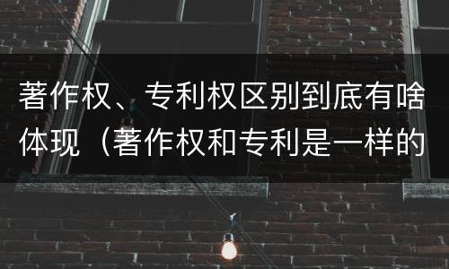 著作权、专利权区别到底有啥体现（著作权和专利是一样的吗）