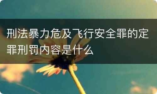 刑法暴力危及飞行安全罪的定罪刑罚内容是什么