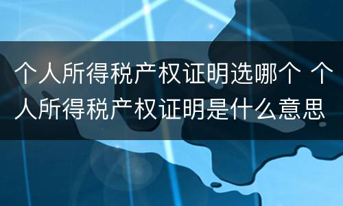 个人所得税产权证明选哪个 个人所得税产权证明是什么意思