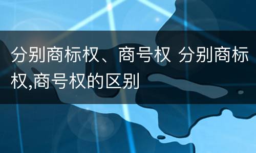 分别商标权、商号权 分别商标权,商号权的区别