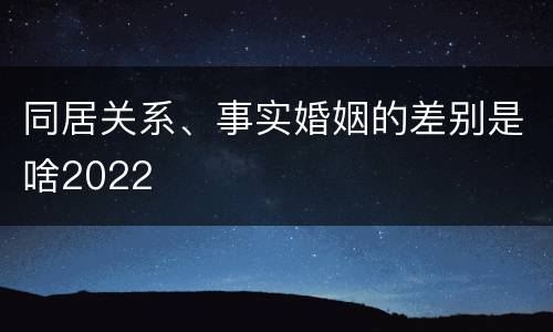 同居关系、事实婚姻的差别是啥2022