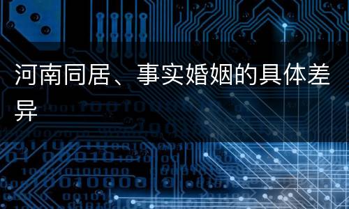 河南同居、事实婚姻的具体差异