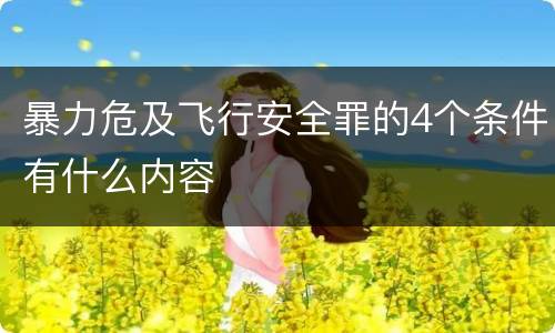 暴力危及飞行安全罪的4个条件有什么内容
