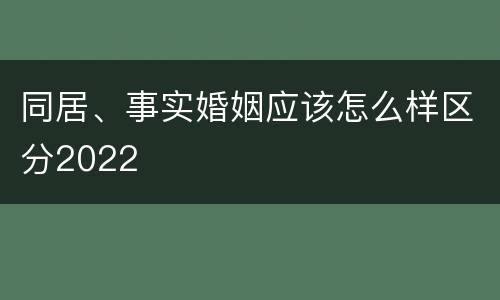 同居、事实婚姻应该怎么样区分2022