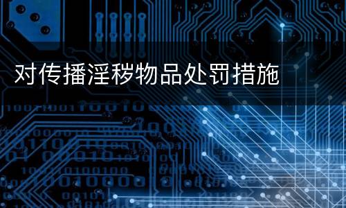 对传播淫秽物品处罚措施