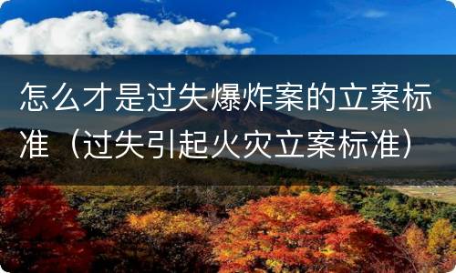 怎么才是过失爆炸案的立案标准（过失引起火灾立案标准）