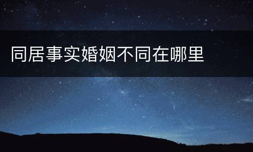 同居事实婚姻不同在哪里