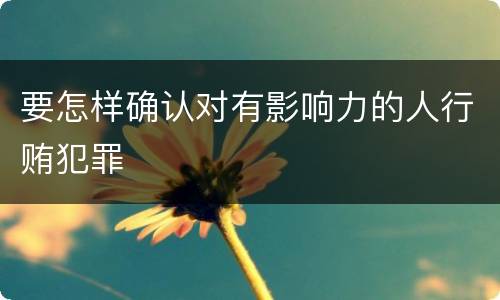 要怎样确认对有影响力的人行贿犯罪