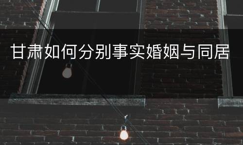 甘肃如何分别事实婚姻与同居