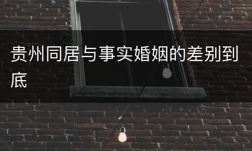 贵州同居与事实婚姻的差别到底