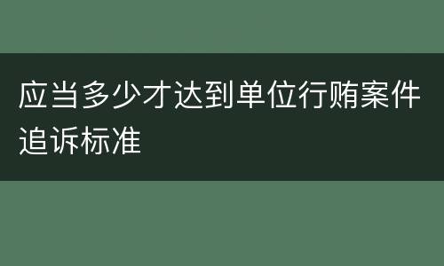 应当多少才达到单位行贿案件追诉标准