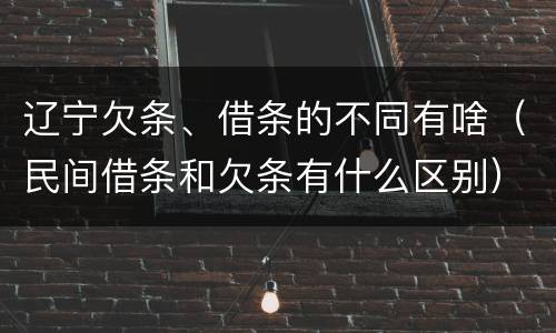 辽宁欠条、借条的不同有啥（民间借条和欠条有什么区别）