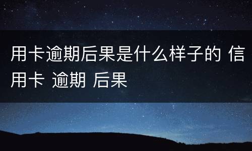 用卡逾期后果是什么样子的 信用卡 逾期 后果