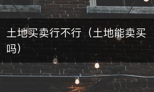 土地买卖行不行（土地能卖买吗）