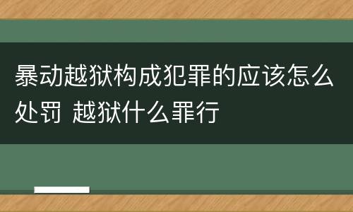 暴动越狱构成犯罪的应该怎么处罚 越狱什么罪行