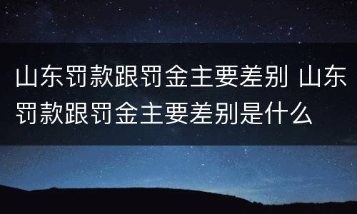 山东罚款跟罚金主要差别 山东罚款跟罚金主要差别是什么