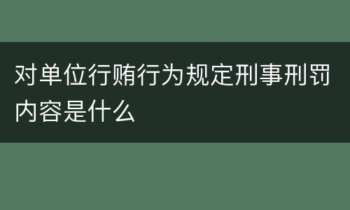 对单位行贿行为规定刑事刑罚内容是什么