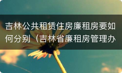吉林公共租赁住房廉租房要如何分别（吉林省廉租房管理办法）