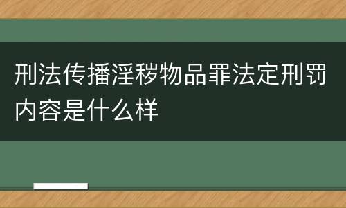 刑法传播淫秽物品罪法定刑罚内容是什么样