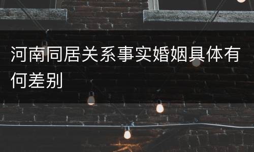 河南同居关系事实婚姻具体有何差别