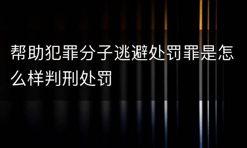 帮助犯罪分子逃避处罚罪是怎么样判刑处罚