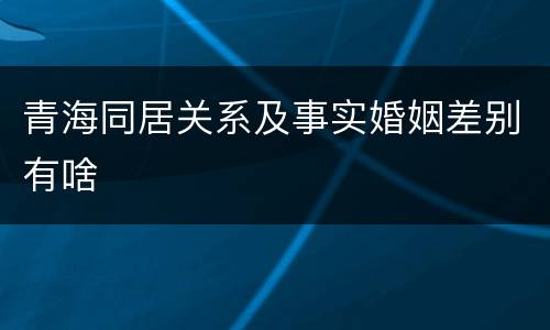 青海同居关系及事实婚姻差别有啥