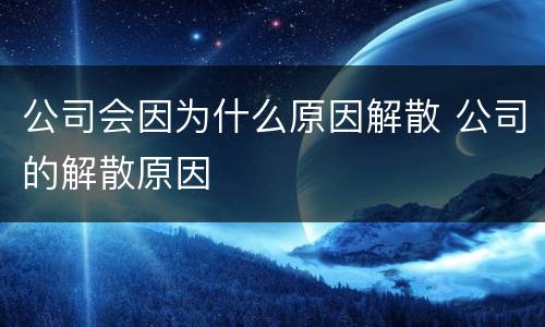 公司会因为什么原因解散 公司的解散原因