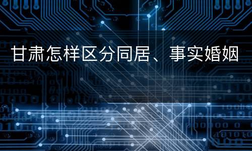 甘肃怎样区分同居、事实婚姻