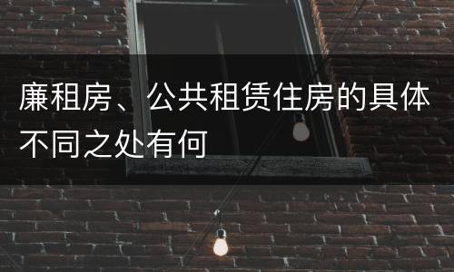 廉租房、公共租赁住房的具体不同之处有何