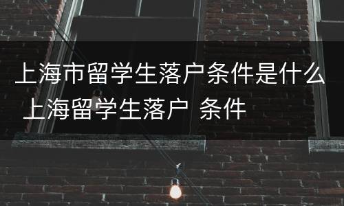 上海市留学生落户条件是什么 上海留学生落户 条件