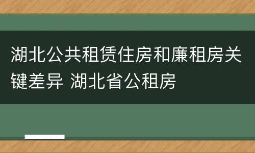 湖北公共租赁住房和廉租房关键差异 湖北省公租房