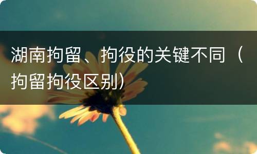 湖南拘留、拘役的关键不同（拘留拘役区别）