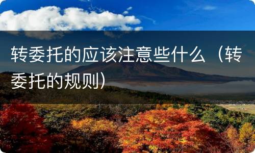 转委托的应该注意些什么（转委托的规则）
