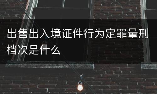 出售出入境证件行为定罪量刑档次是什么