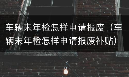 车辆未年检怎样申请报废（车辆未年检怎样申请报废补贴）