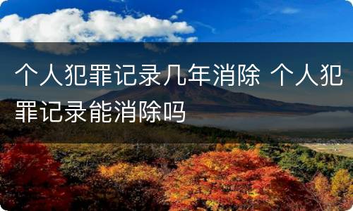 个人犯罪记录几年消除 个人犯罪记录能消除吗