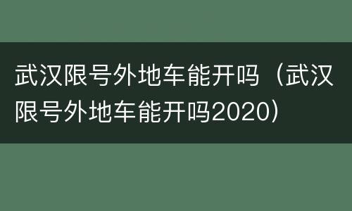 武汉限号外地车能开吗（武汉限号外地车能开吗2020）